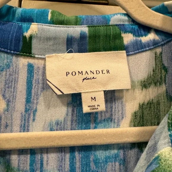 Pomander Place blue floral collared maxi dress with pockets, size M - Picture 6 of 9